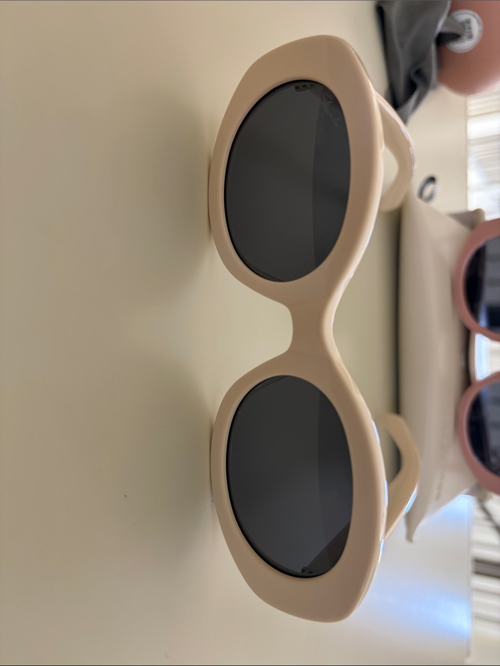 Kids Beige Round Frame Sunglasses - UV Protection